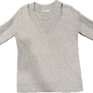 Rebecca Minkoff Gray Draco Cold Shoulder V-neck Sweater